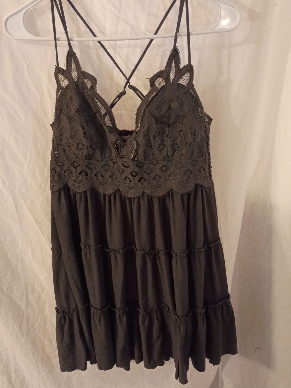 Zenana Y2K Lace Crochet Babydoll Dress Women's Size Large